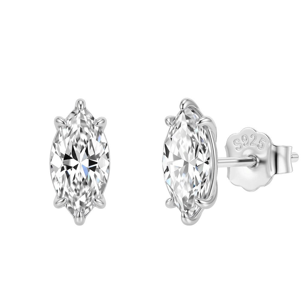 Kemstone Marquise Cubic Zirconia Earrings for Women 925 Sterling Silver Stud LZE69