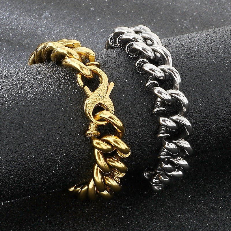 Kemstone Twist Chain Bracelet for Men Titanium Steel Heavy Link Gold Silver KB204393-KJX