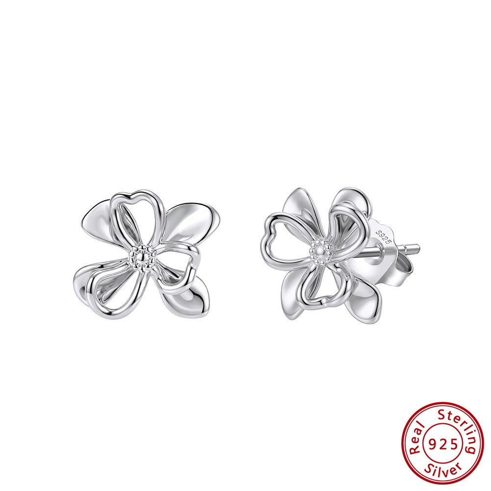 Kemstone 925 Sterling Silver Floral Stud Earrings for Women Openwork Design Gold Silver APE156