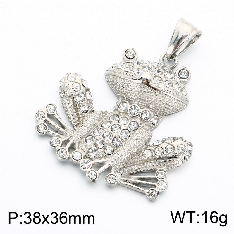 Kemstone Stainless Steel Hip Hop Crown Elephant Frog Cartoon Pendant Necklace for Men KP118618-LU