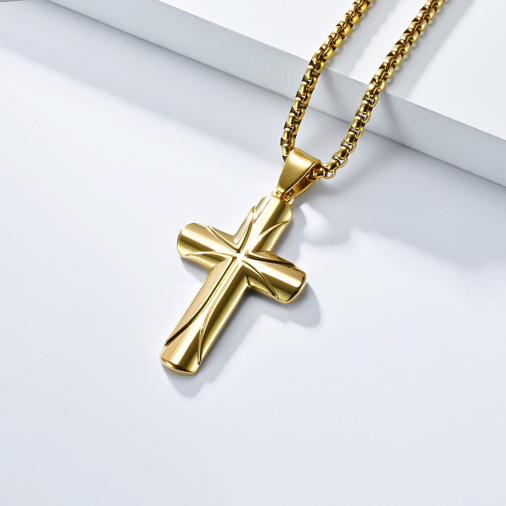Kemstone Stainless Steel Minimal Cross Pendant Necklace for Men K-PT622