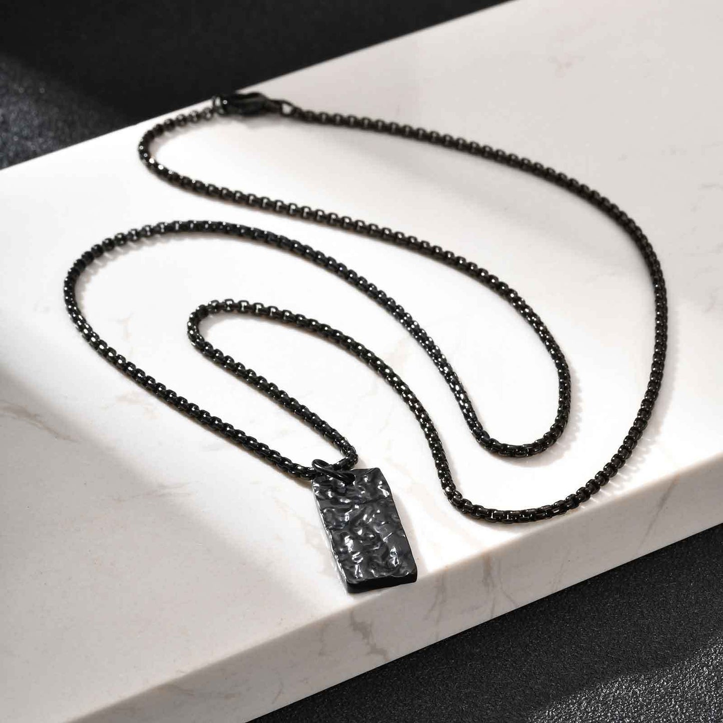 Kemstone Textured Rectangle Pendant Necklace for Men PN-2194