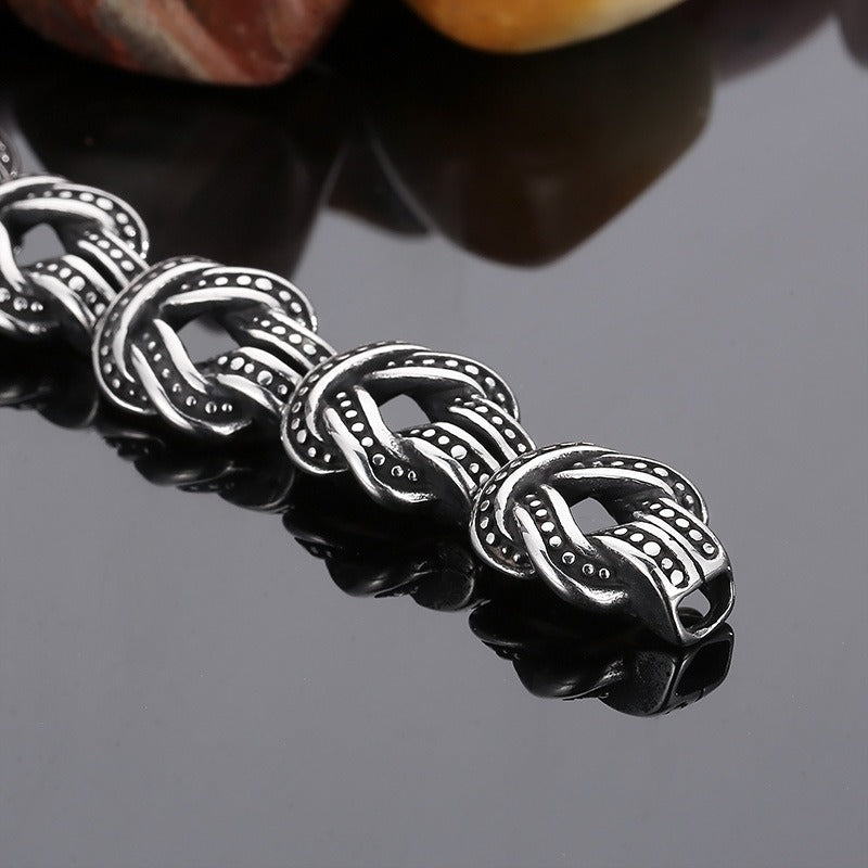 Pulsera punk Kemstone de acero y titanio negro mate - Diseño de puntos geométricos para hombre (ajustable) KB163101-KJX