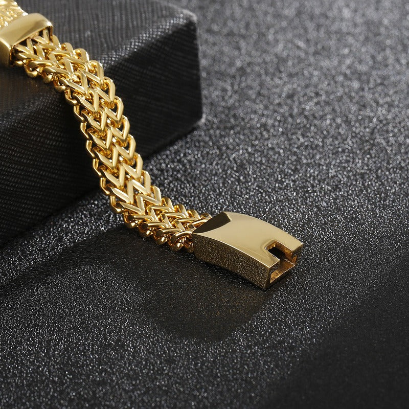 Kemstone Dragonbone Gold-plated Titanium Steel Bracelet for Men K-R1345