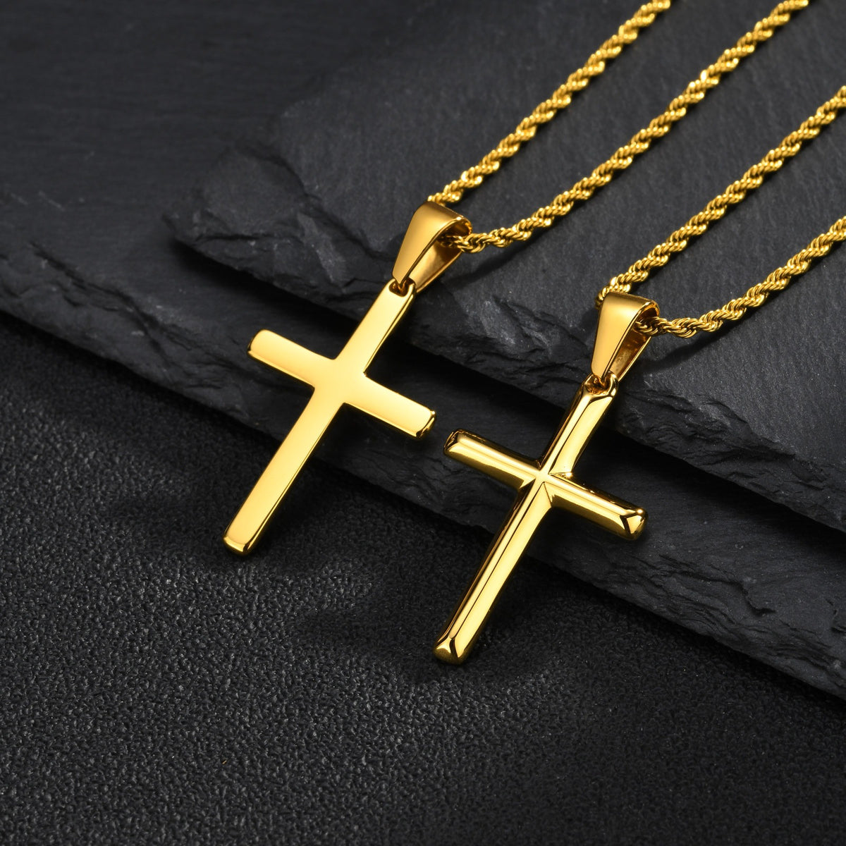 Kemstone Stainless Steel Cross Necklace for Men Rounded Edge PN-2473