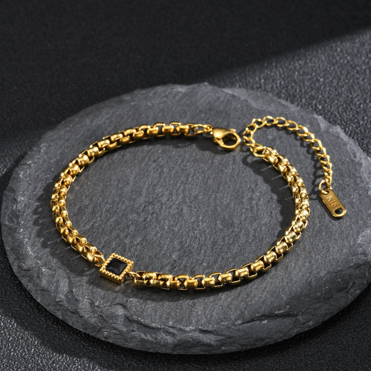 Kemstone Stainless Steel Square Cubic Zirconia Bracelet for Men BR-3204