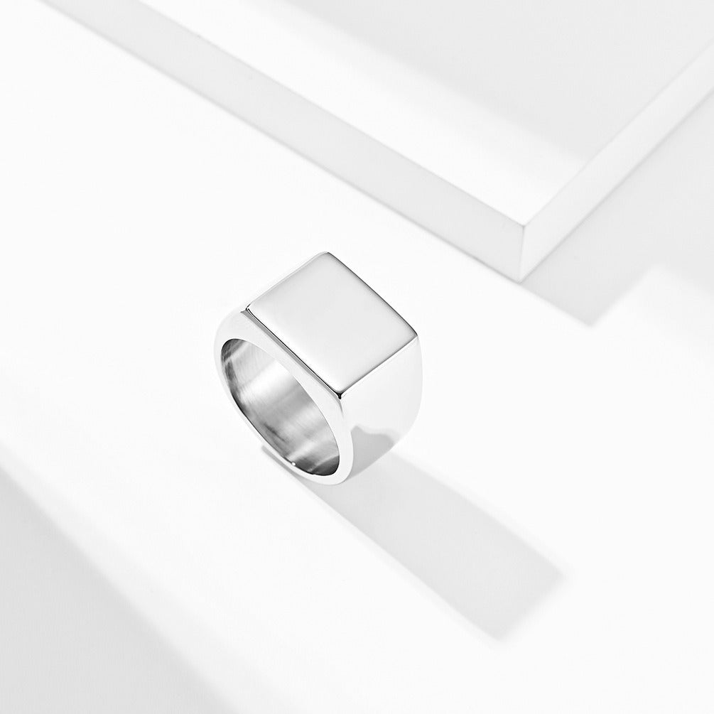 Kemstone Stainless Steel Square Signet Ring for Men K-R502