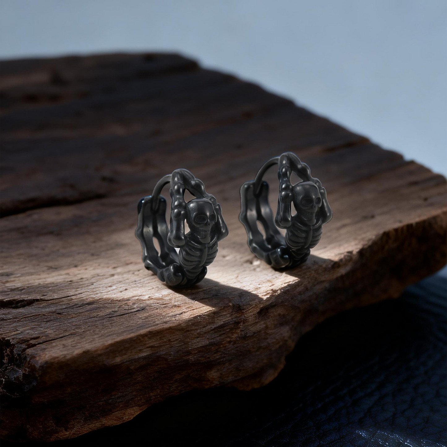 Kemstone Skull Huggie Earrings Stainless Steel Small Hoops for Men & Women EH-750