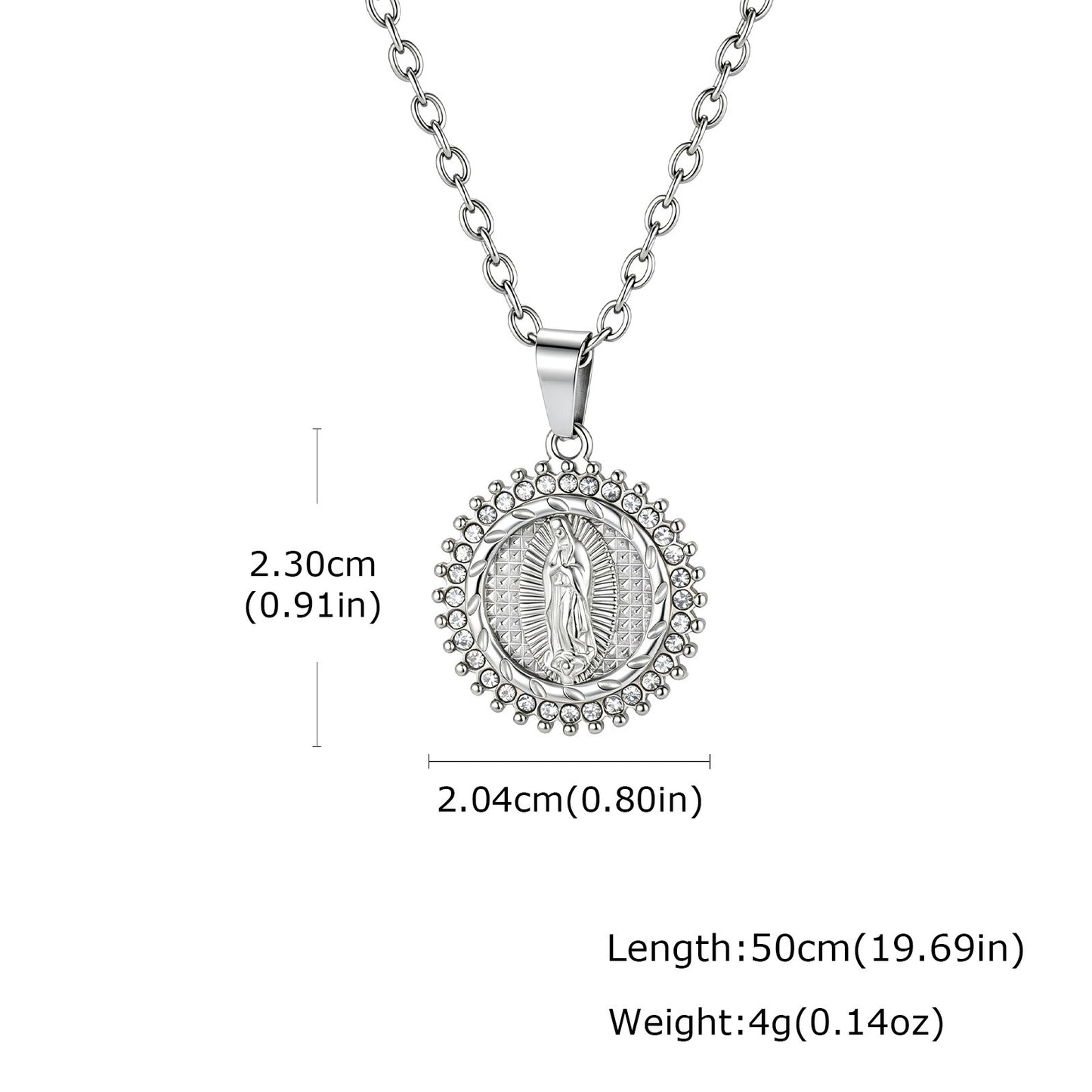 Kemston Vintage Round Medallion Coin Pendant Necklace for Men & Women Stainless Steel PN-2428