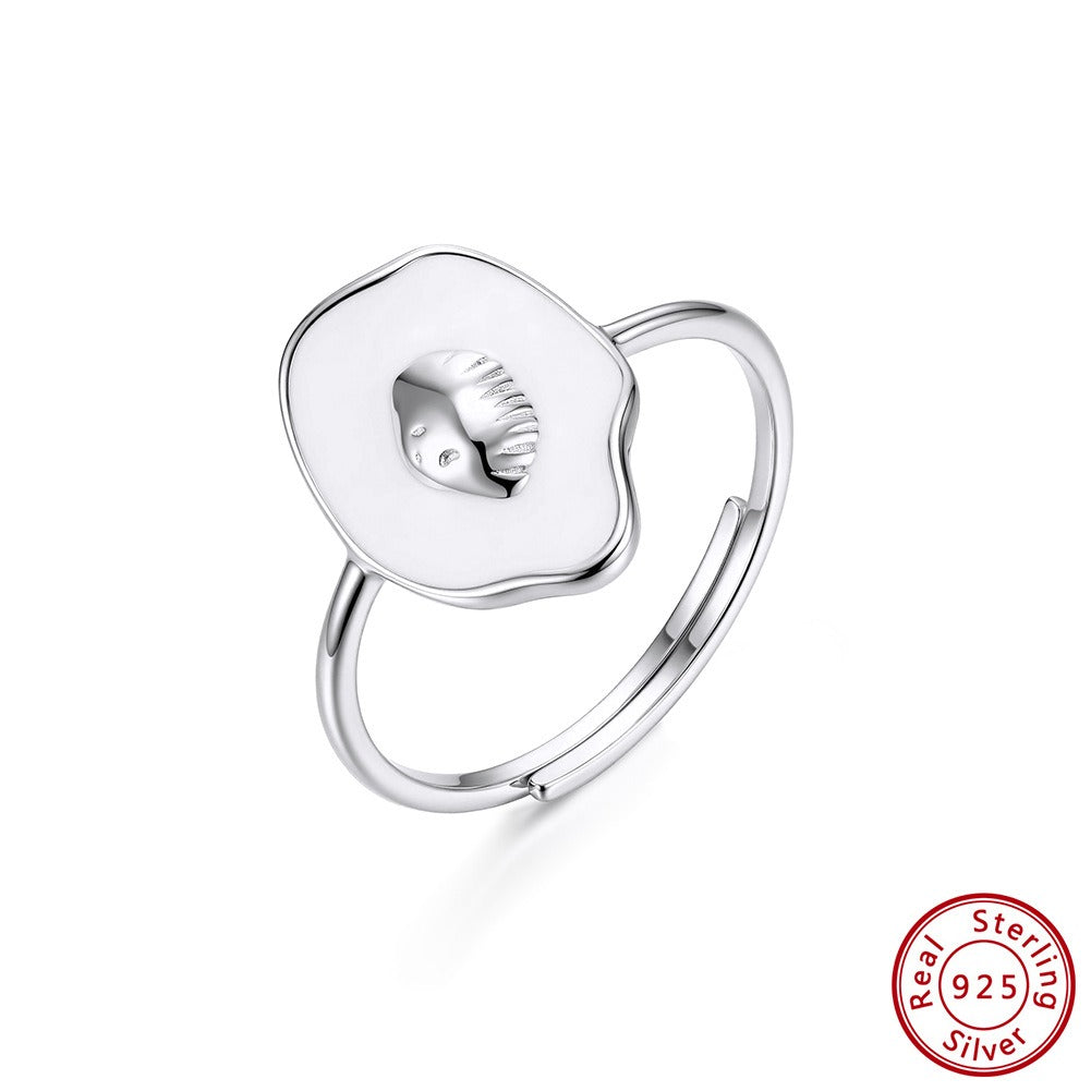 Kemstone Shell Ring for Women 925 Sterling Silver Adjustable Open Enamel Detail APR45