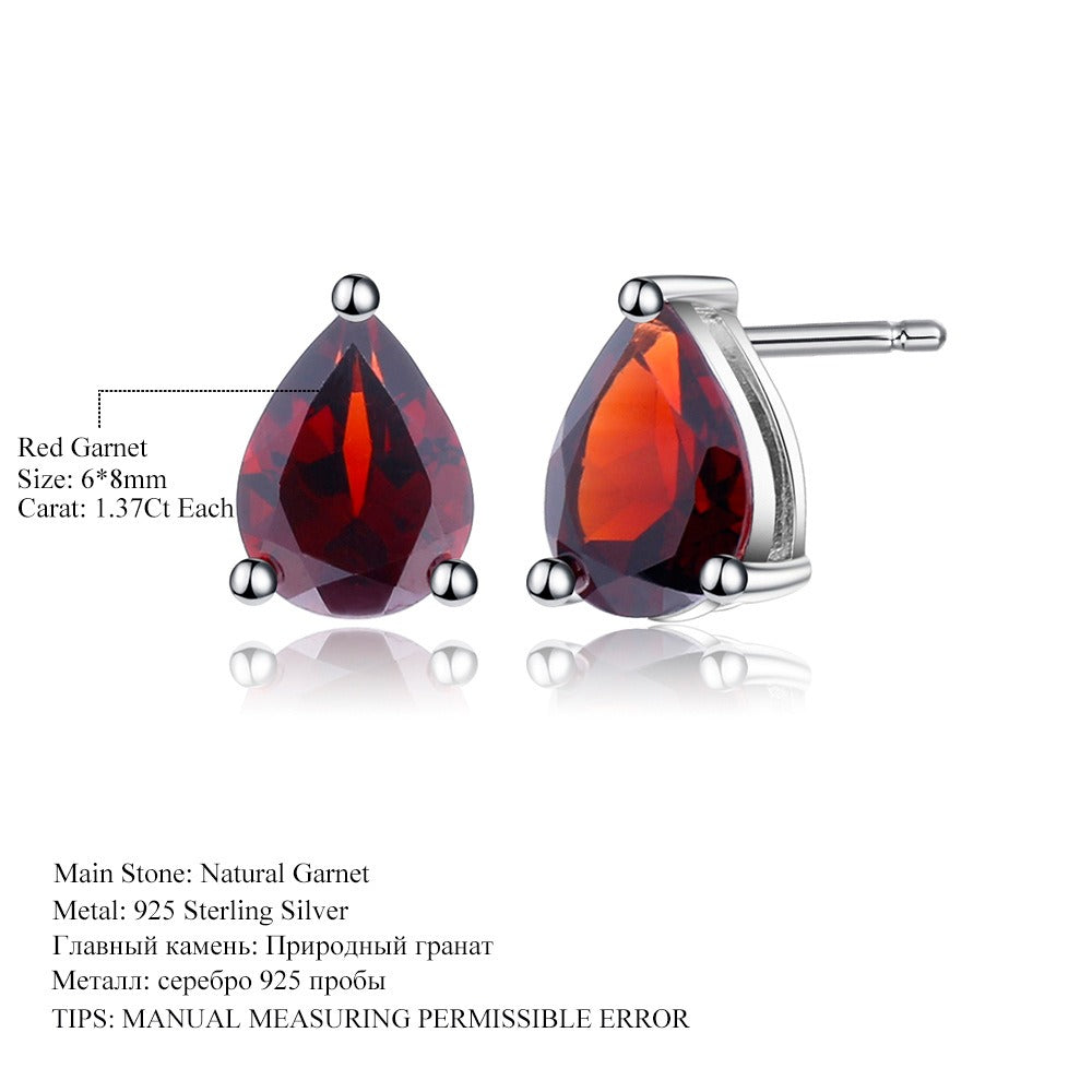 Pendientes de plata de ley con forma de pera de amatista natural, topacio azul y granate, hechos a mano, de Kemstone, con diseño original para mujer y niña.