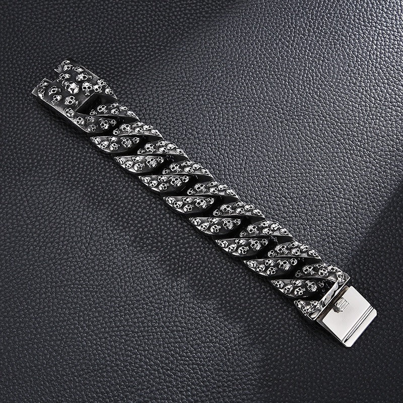 Kemstone Titanium Steel Skull Chain Bracelet for Men Punk Style KB149862-KJX