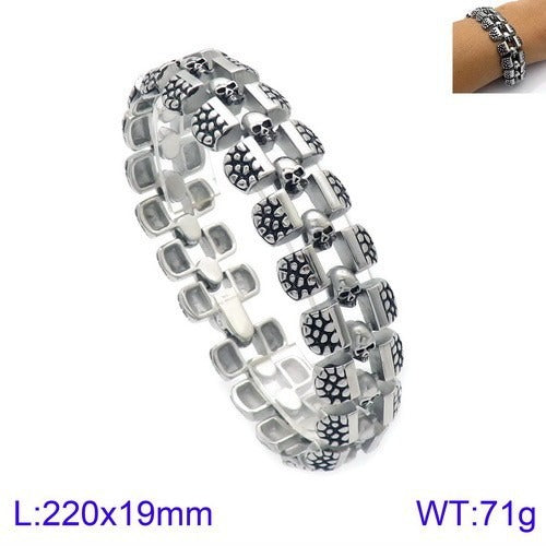 Bracciale punk in acciaio al titanio Kemstone con teschio per uomo KB118447