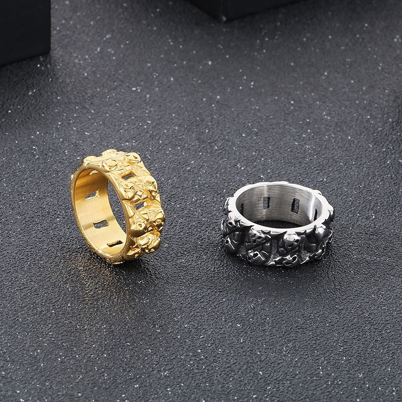 Kemstone Titanium Steel Skull Ring – Vintage Punk Cast Design for Men KR110794-KJX