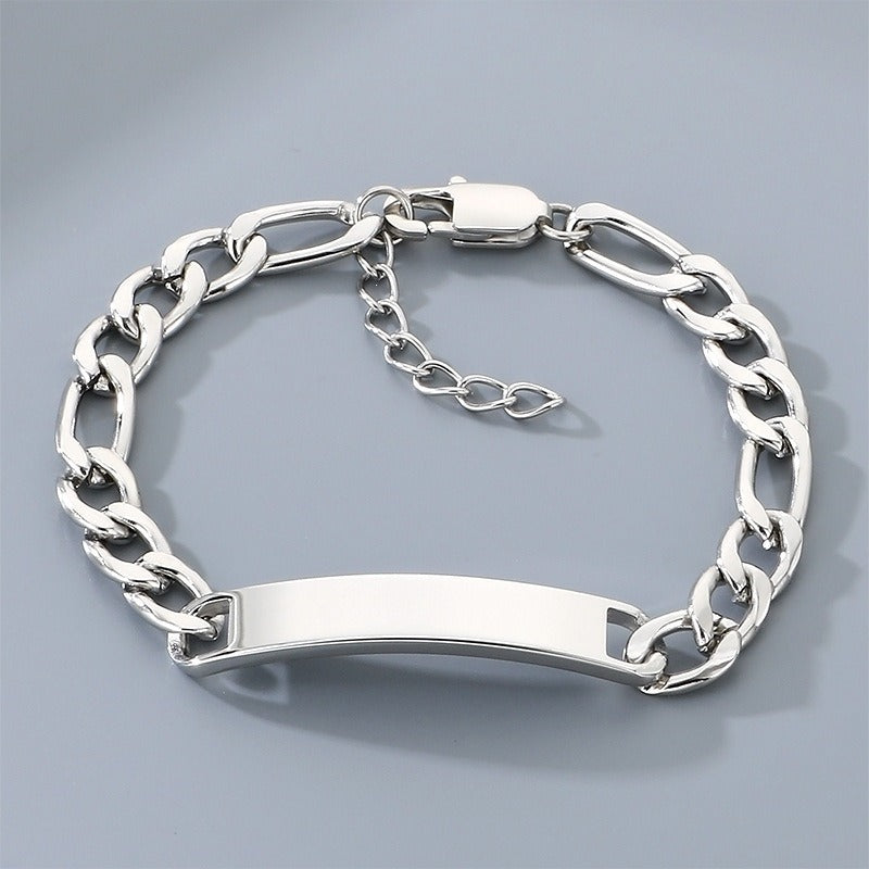 Kemstone ID Bracelet for Men Titanium Steel Cuban Chain Curved Bar KB212145-KFC