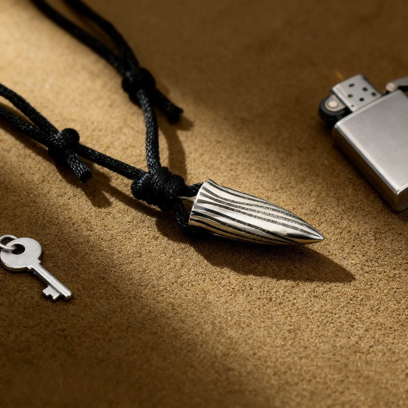 Kemstone Titanium Steel Cone Pendant Necklace for Men Tribal Rope Knot Chain KP302760-LU