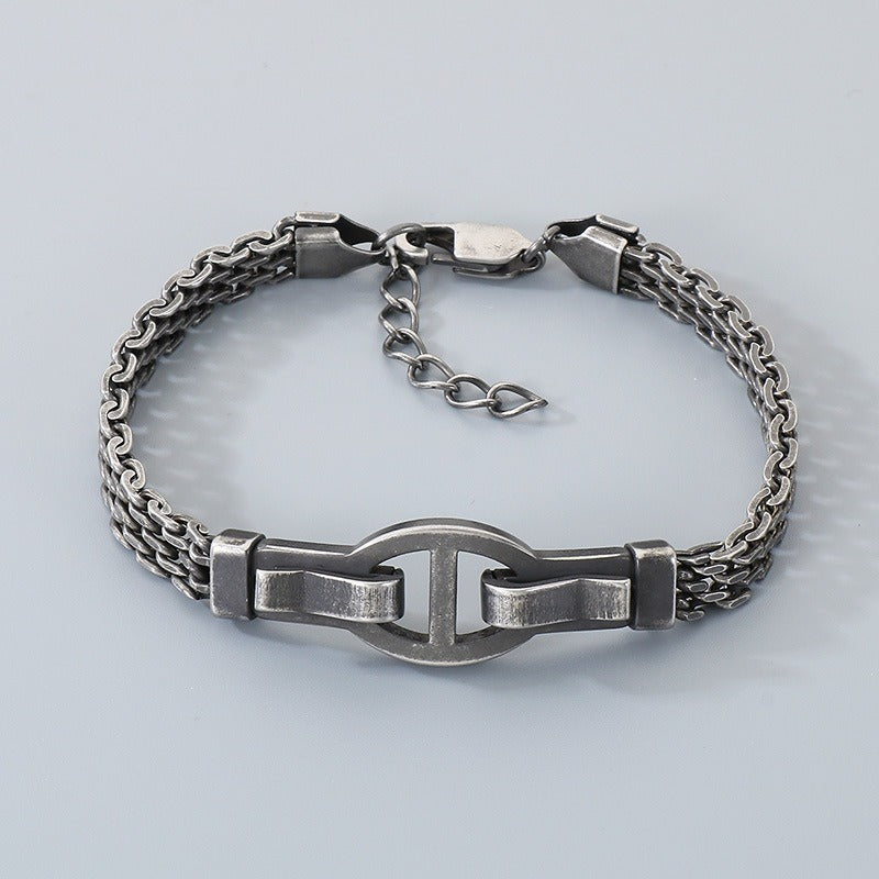 Kemstone Link Clasp Bracelet for Men Women Titanium Steel Flat Mesh Chain KB212801-KFC