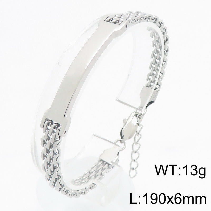 Kemston Titanium Steel Curved Bar Mesh Chain Bracelet for Men Vintage Link Wrist KB213303-KFC