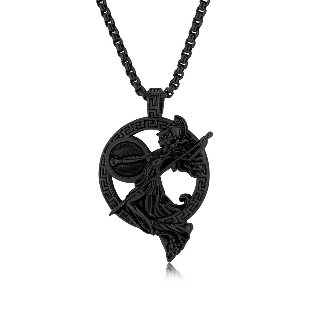 Kemstone Figure Relief Pendant Necklace for Men Stainless Steel Vintage Medallion K-PT585