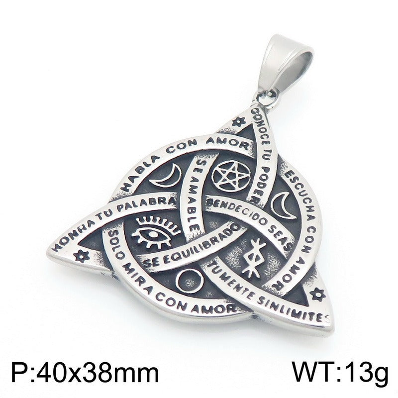 Kemstone Vintage Triangle Eye Pendant Necklace – Titanium Steel Geometric Design for Men KP117717-LU