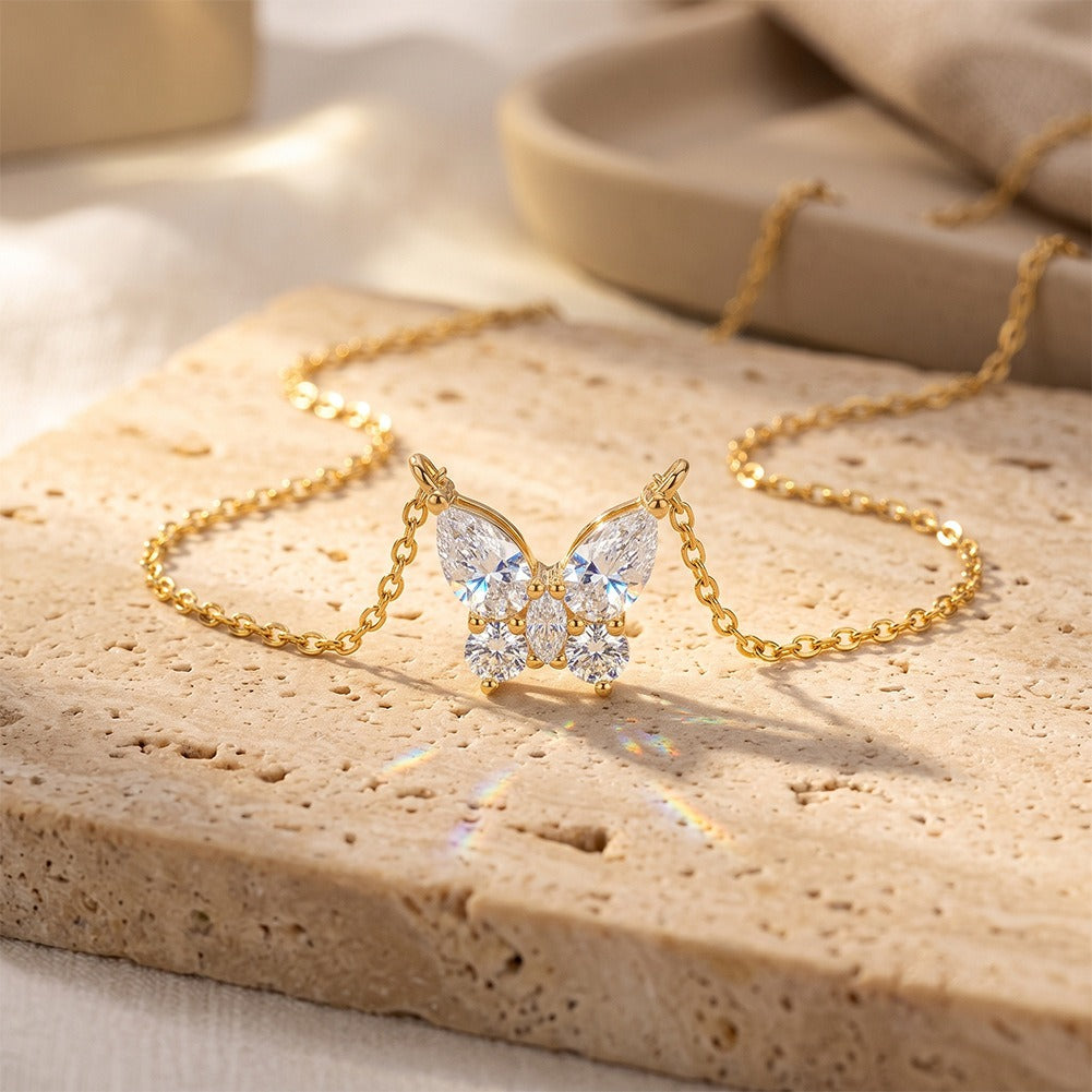 Kemston Pear Cut Moissanite Pendant Necklace for Women 925 Sterling Silver SMON25