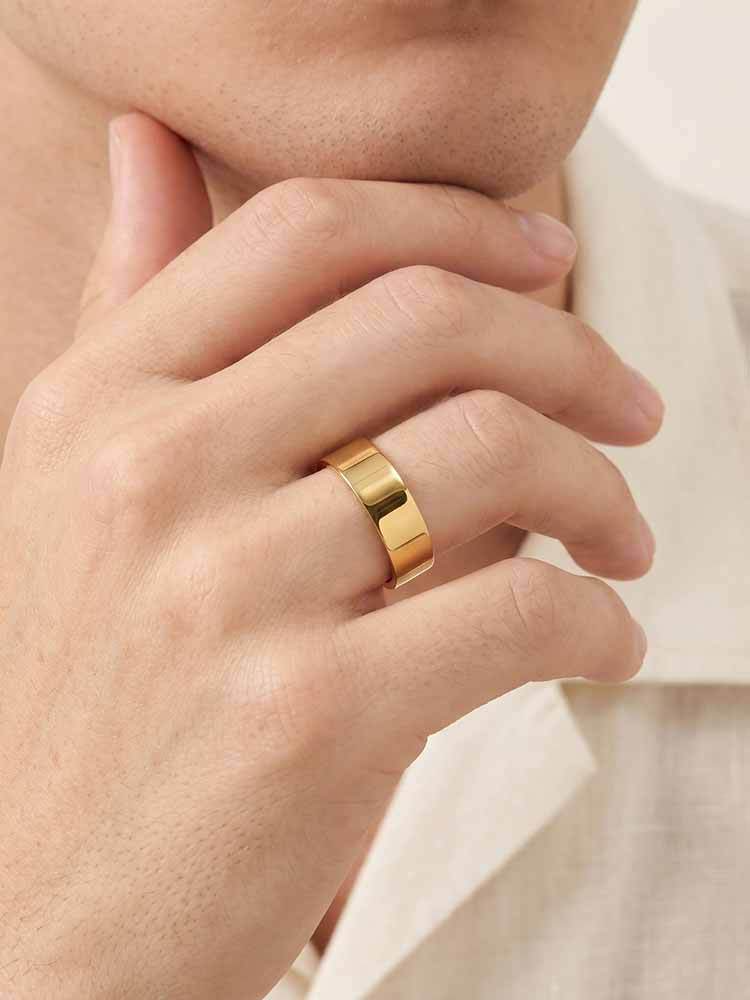 Kemstone Gold Plated Stainless Steel Ring for Men Women Minimalist 6mm R-525