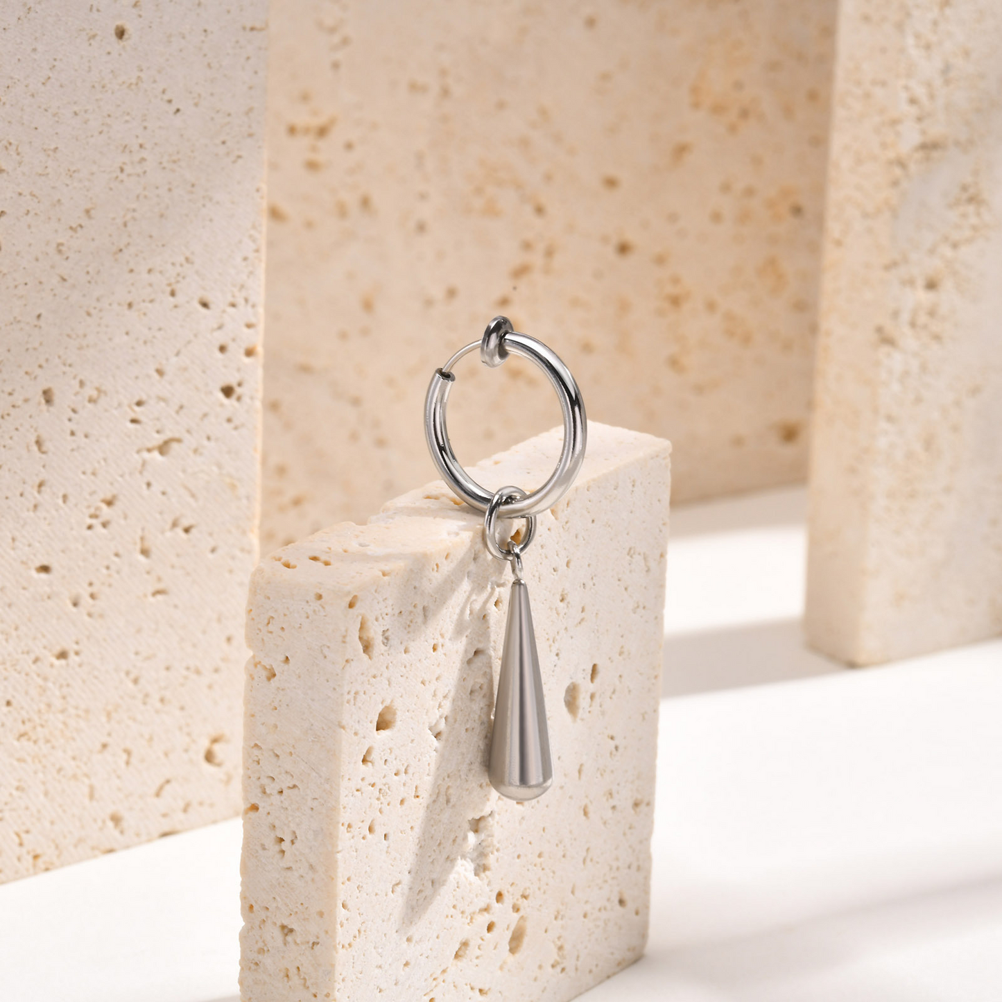 Kemstone Waterdrop Stainless Steel Earrings for Men – Gothic Minimalist Drop Design ED-556