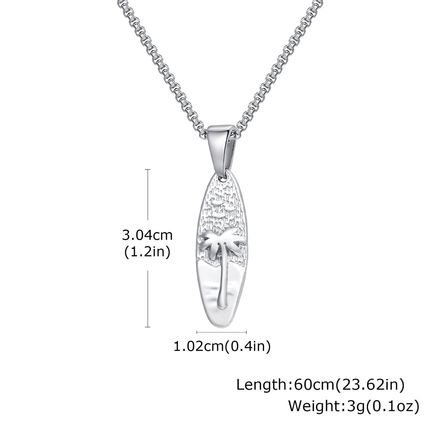 Kemstone Men’s Stainless Steel Palm Tree Necklace – Gold/Silver Oval Pendant PN-2159