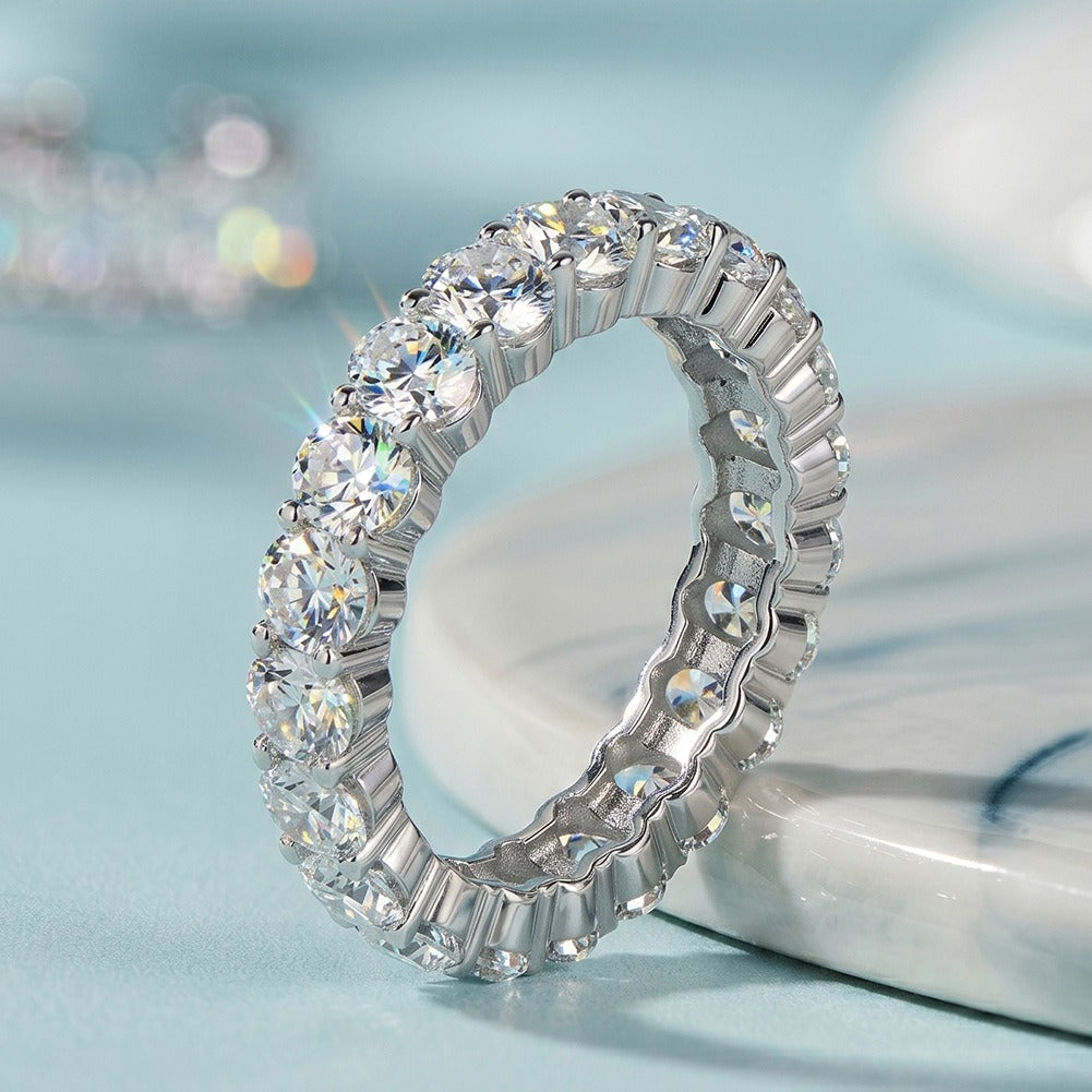 Kemston Oval Cut Moissanite Eternity Ring for Women 925 Sterling Silver SMOR25