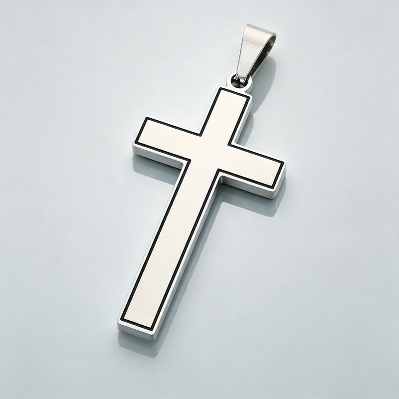 Kemstone Stainless Steel Black Outline Cross Pendant for Men KP119299-KL