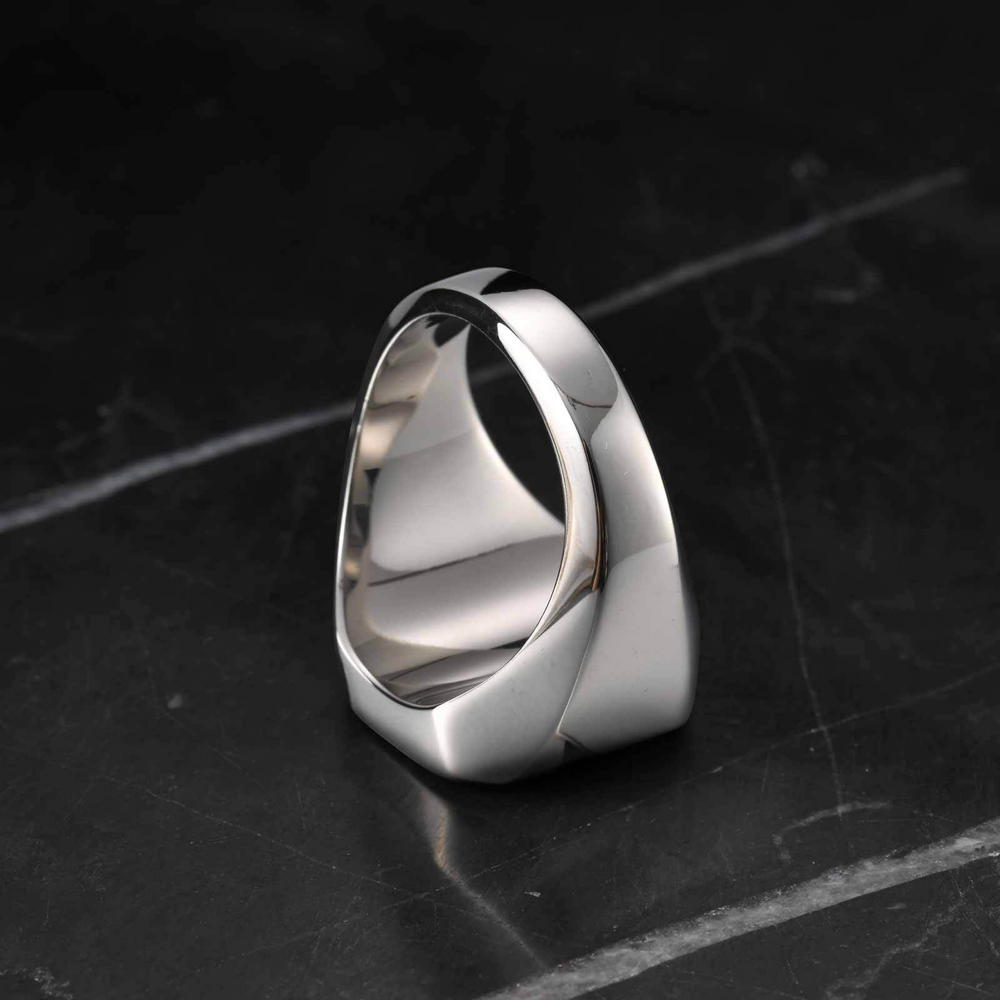 Kemstone Stainless Steel Abalone Shell Signet Ring – Natural Inlay Style for Men & Women RC-207