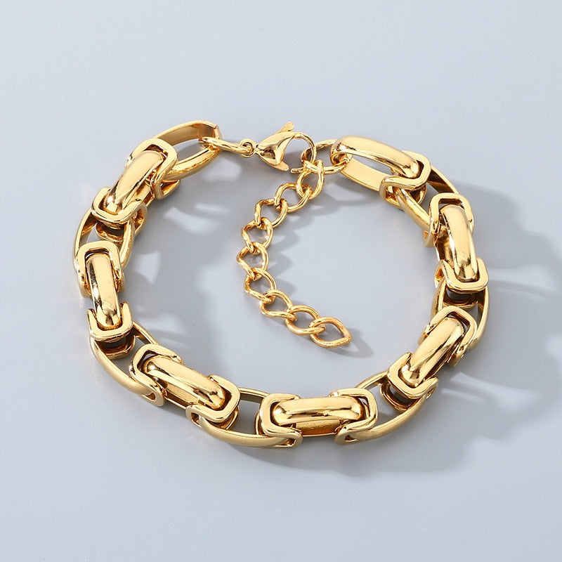 Kemstone Titanium Steel 10mm Oval Cuban Link Bracelet for Men KB210004-ZCG