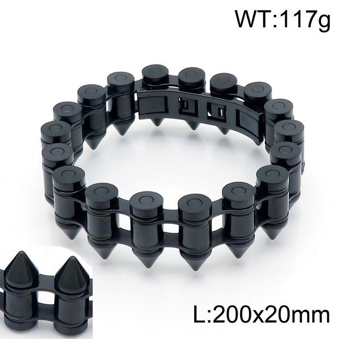 Kemstone Bullet Spike Bracelet – Stainless Steel Rugged Biker Men’s Jewelry KB149758