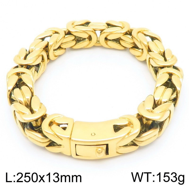 Kemstone Titanium Steel Square Imperial Chain Bracelet for Men KB111152-BD