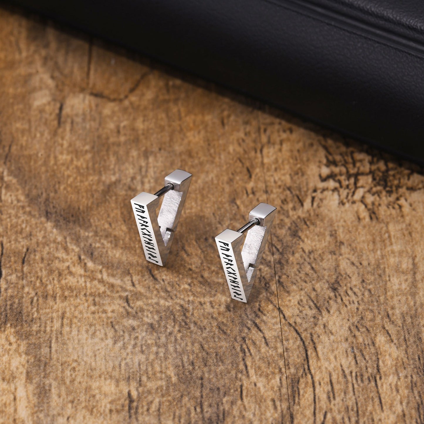 Kemstone Viking Rune Ear Cuff – Stainless Steel Triangle Symbol Jewelry for Men EH-524
