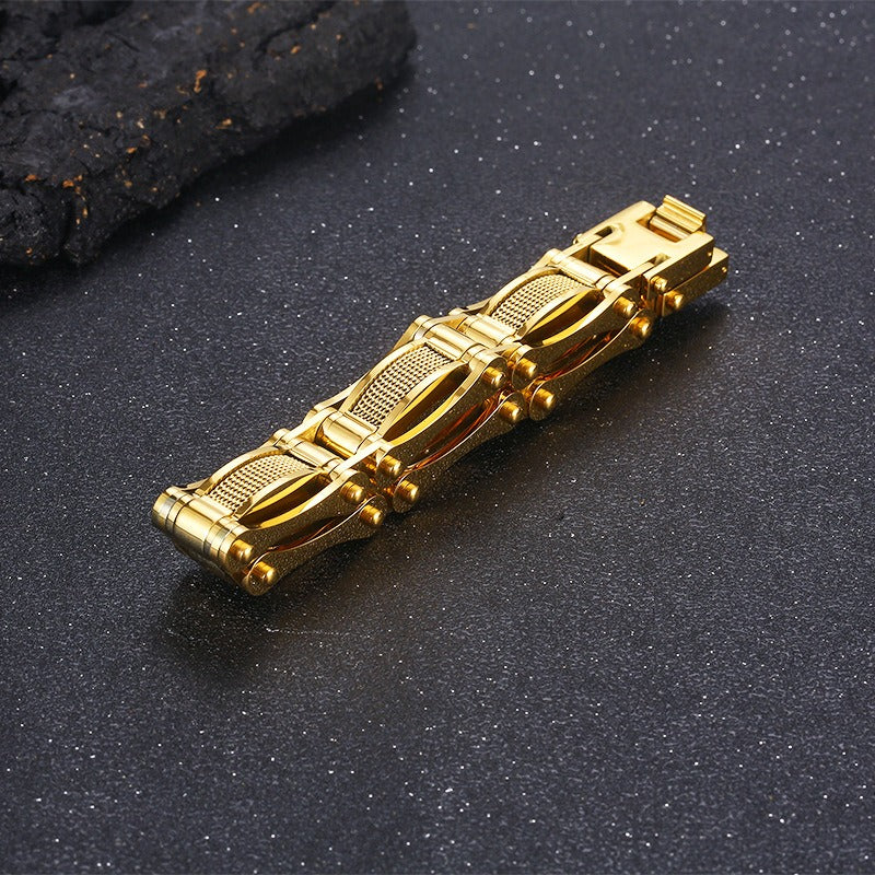 Kemstone Titanium Steel Mesh Biker Bracelet – Industrial Cable Design for Men KB170515-KFC