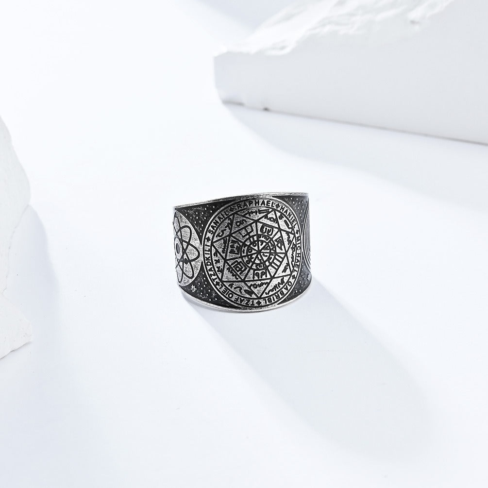 Kemstone Stainless Steel Vintage Adjustable Ring – Men’s Statement Band K-R7800