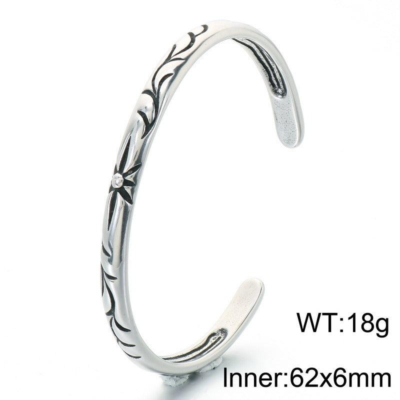 Kemstone Titanium Steel Snake Cuff Bracelet for Men Vintage Scale Design KB214265-LU