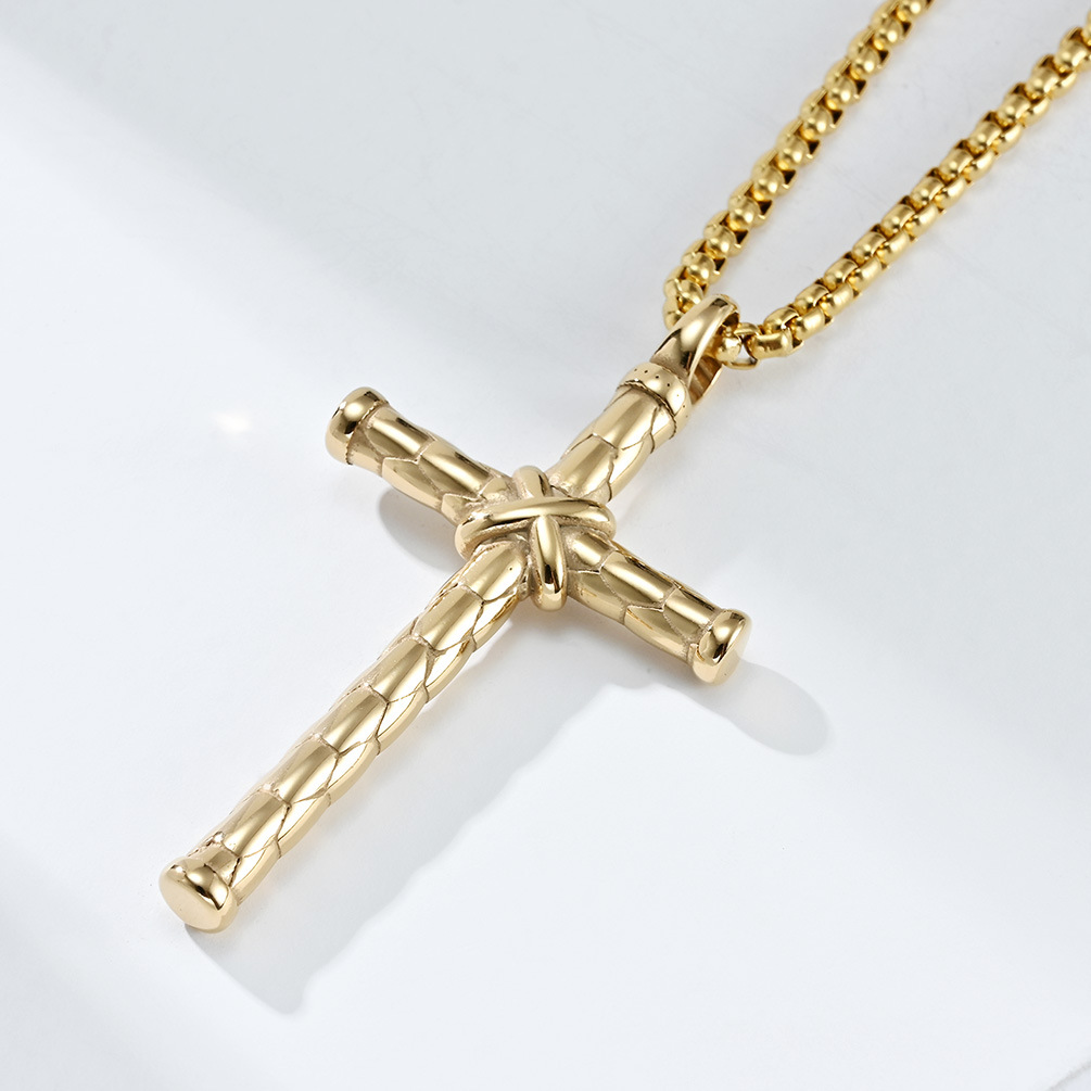 Kemstone Stainless Steel Knotted Cross Pendant Necklace for Men K-PT439