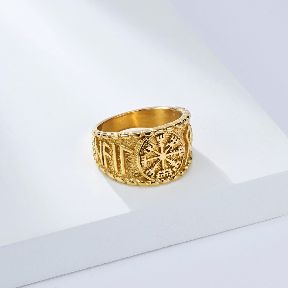 Kemstone Viking Rune Ring – Titanium Steel Norse Jewelry Band K-R1068