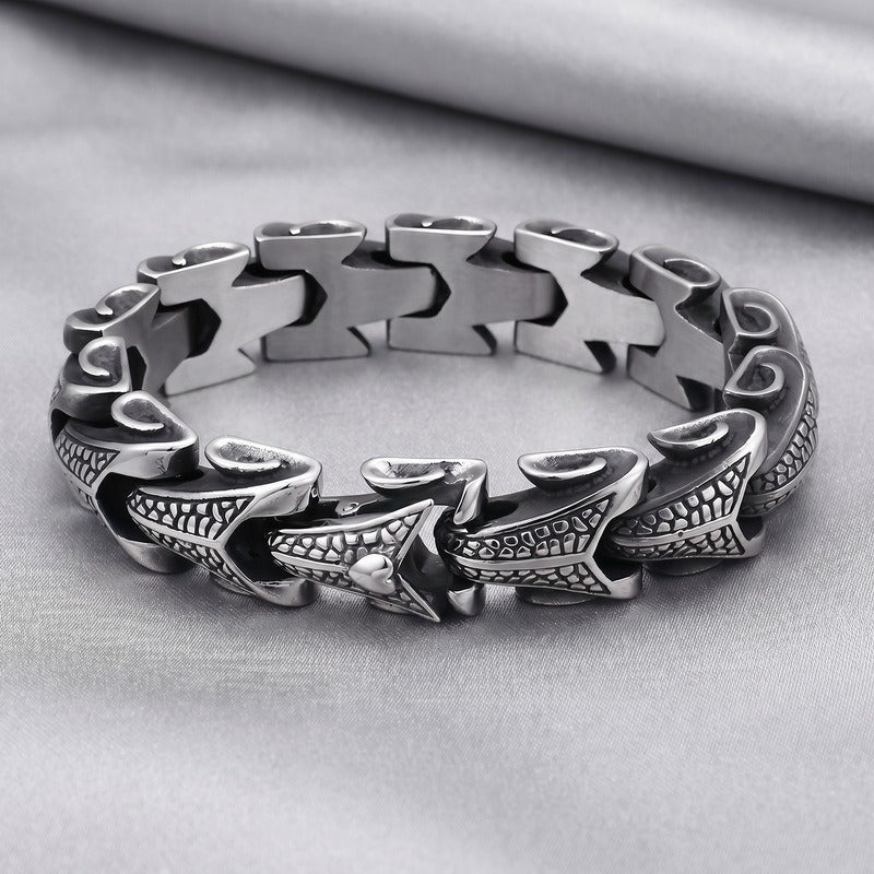 Kemstone Dragon Bone Link Bracelet for Men Titanium Steel Cubic Zirconia Accent KB105168-BD
