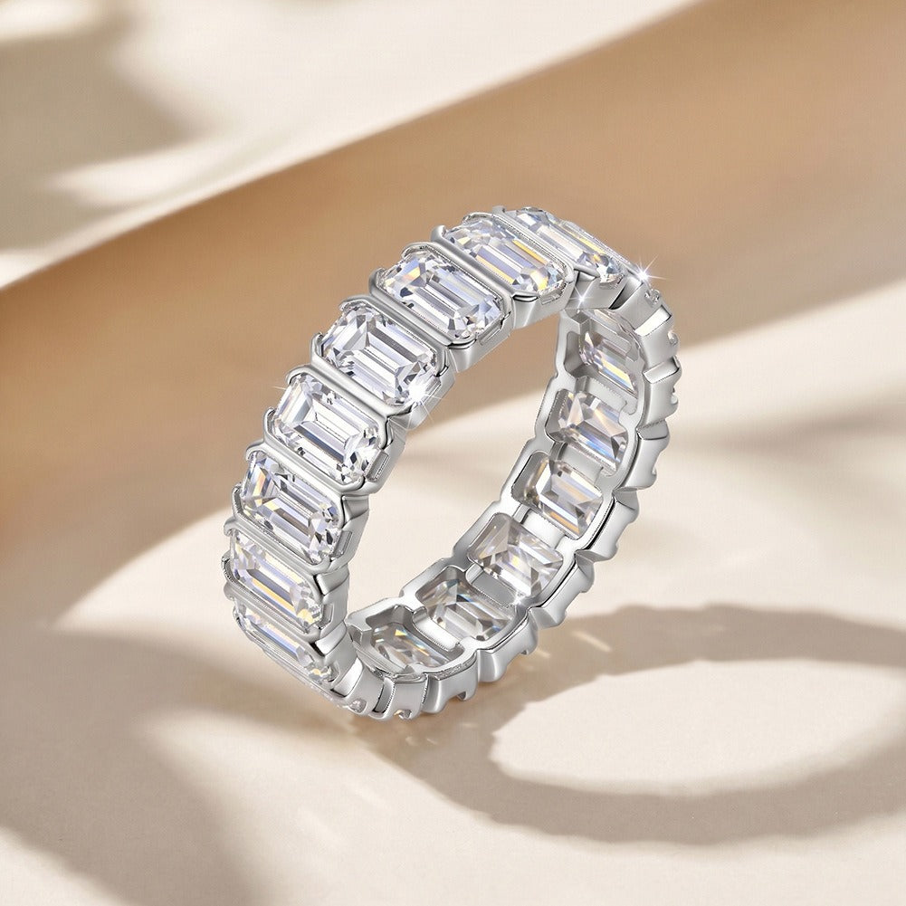 Kemston Baguette Moissanite Eternity Ring for Women 925 Sterling Silver SMOR27