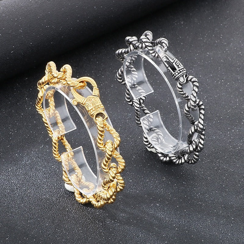 Kemstone Titanium Steel Twisted Rope Chain Bracelet for Men – Vintage Punk KB184819-KJX