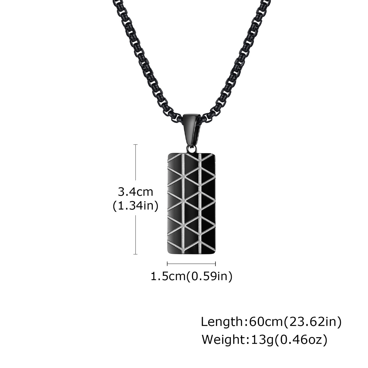 Kemstone Stainless Steel Rectangular Pendant Necklace for Men PN-2077