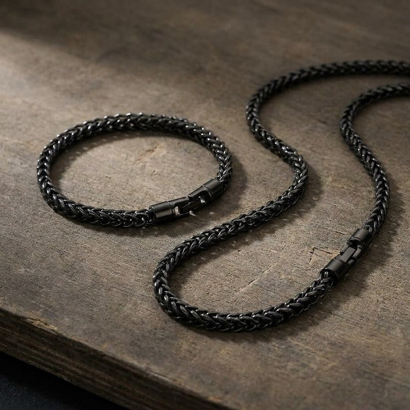 Kemstone Titanium Steel Spinner Chain Necklace Bracelet for Men Rotating Clasp KB213822-KFC