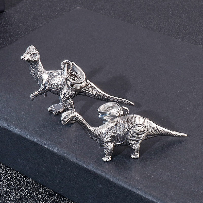 Collar con colgante de acero de titanio y calavera de dinosaurio vintage Kemstone: joyería masculina con temática animal audaz para el día a día KP55864-BD