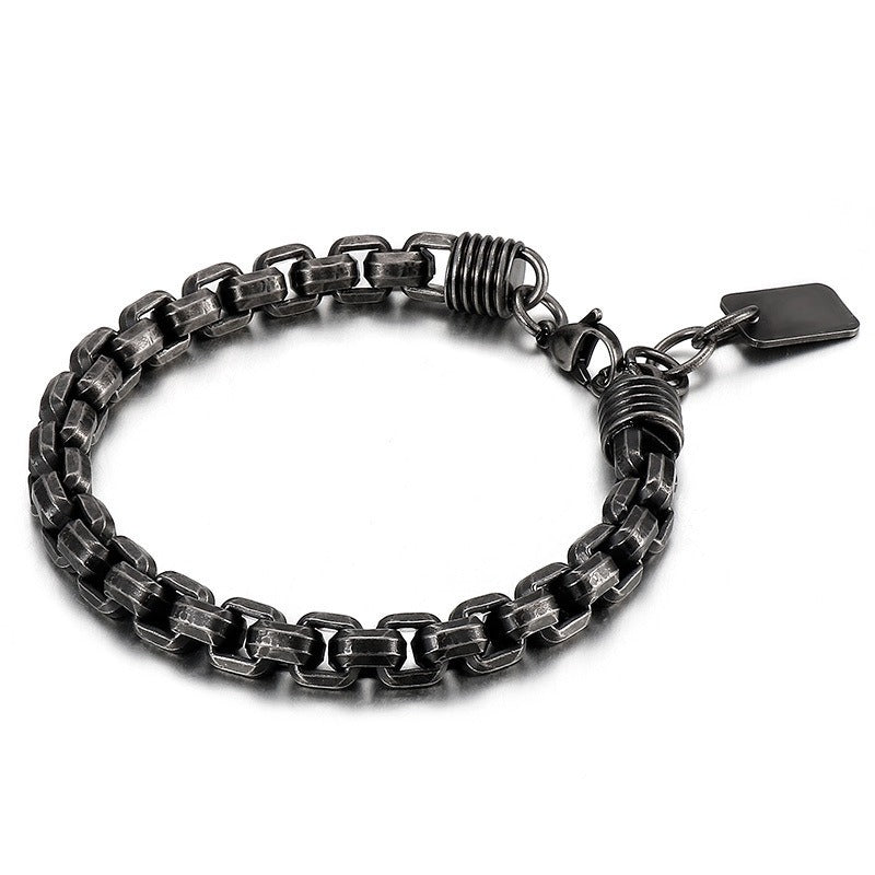 Kemstone Titanium Steel Box Link Bracelet for Men Square Chain Punk Gold Silver Black KB138817-KFC
