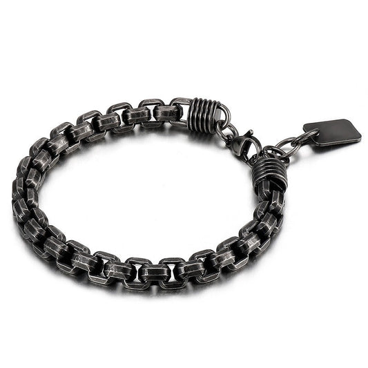 Kemstone Titanium Steel Box Link Bracelet for Men Square Chain Punk Gold Silver Black KB138817-KFC