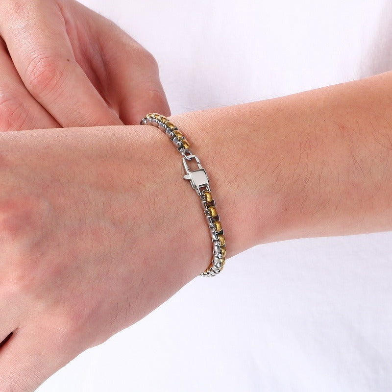 Kemstone Two Tone Link Bracelet for Men Titanium Steel Gold Accent KB215899-KFC