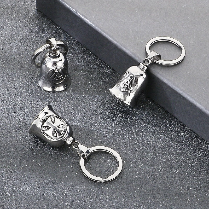 Kemstone Viking Compass Bell Keychain – Titanium Steel Rune Pendant KY1483-K